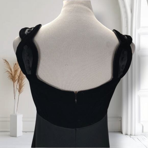 Vintage 90s Liz Claiborne Velvet Strap Formal Gown Gothic Regency Size 8 - Picture 2 of 11